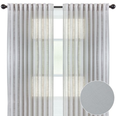 Silver Semi-Sheer Polyester Window Curtain Panels, 52 x 96 Inches