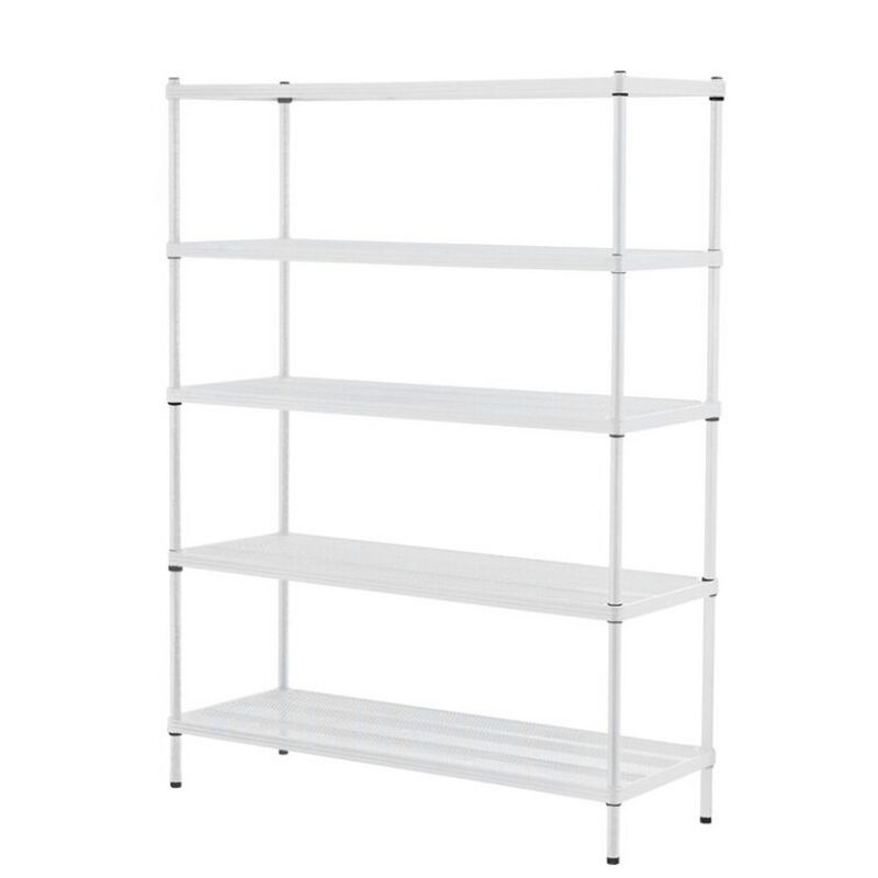 Design Ideas MeshWorks 5 Tier Full-Size Metal Storage Shelving Unit Rack for Kitchen, Office, and Garage Organization, 47.2” x 17.7” x 63,” White, 1 of 7