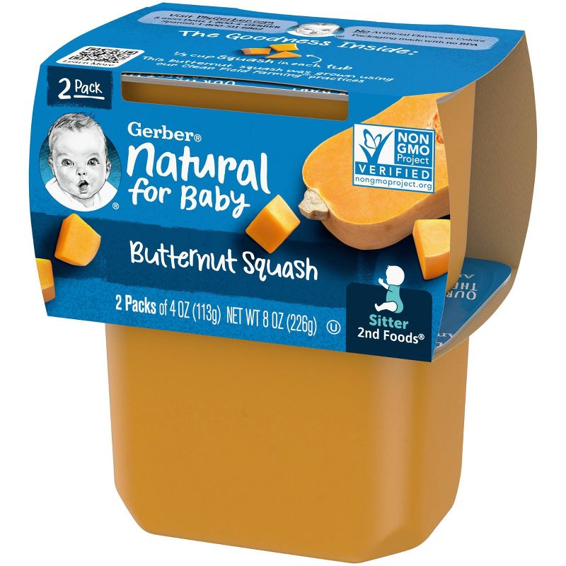 Gerber Sitter 2nd Foods Butternut Squash Baby Meals Tubs - 2ct/8oz, 4 of 11