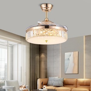 Ludomide 42" Crystal Ceiling Fan with Dimmable LED Lights, Retractable Fandelier with Remote Control, Gold Chandelier for Bedroom & Living Room - 1 of 4