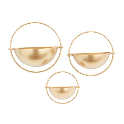 14.75" 3pc Contemporary Metal Planter Pots - Olivia & May