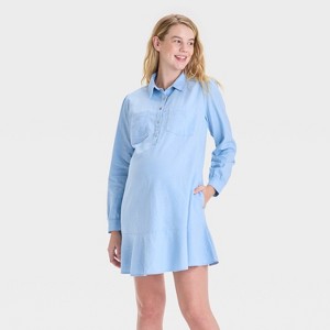 Long Sleeve Flounce Hem Mini Maternity Shirtdress - Isabel Maternity by Ingrid & Isabel™ - 1 of 3
