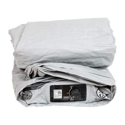 Queen Size Navy and Gray Raised Air Mattress with Built-in Pump