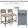 Gulches 53.3" Grey Blue Solid Wood Outdoor Kitchen Island - Rolling Grill Cart with Raised Shelf, Stainless Steel Top, Adjustable Shelves - 3 of 4