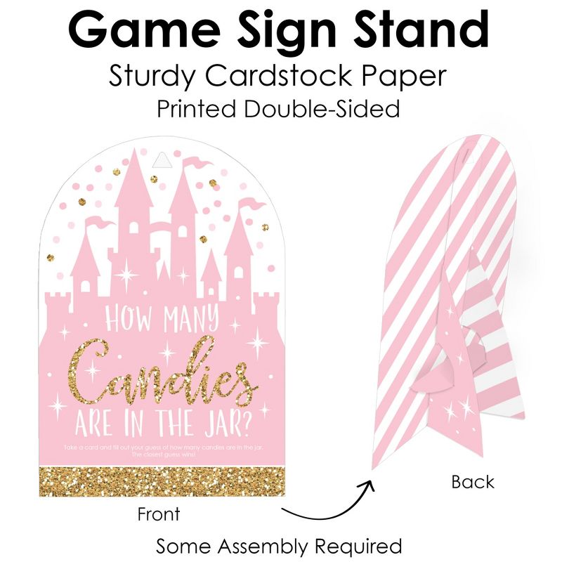 Big Dot of Happiness Little Princess Crown - How Many Candies Pink Baby Shower or Birthday Party Game - 1 Stand and 40 Cards - Candy Guessing Game, 5 of 9