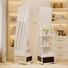 Vlsrka 360° Swivel LED Jewelry Cabinet, Lockable Wavy Mirror Organizer with Rear Shelves and Makeup Tray - 4 of 4