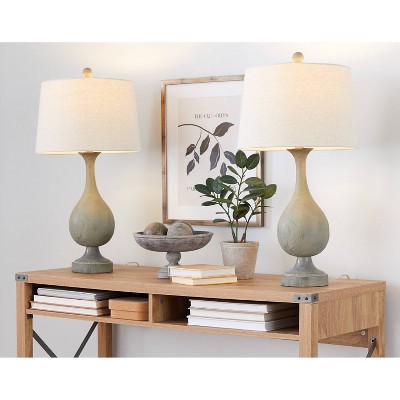 LumiSource (Set of 2) Cipolla Poly 29" Farmhouse Table Lamps with Linen Empire Shades, UL Listed