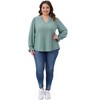 Women's Plus Size Eyelet Hollow Out V Neck Long Ruffle Sleeve Casual Tunic Blouse - Agnes Orinda - 3 of 4