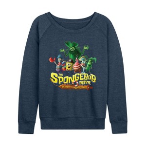 Women's - Spongebob Squarepants - Spongebob: The Search For Squarepants Logo Lightweight French Terry Wide Neck Long Sleeve Graphic Shirt - 1 of 4