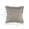 20" X 20" Dark Blue And White 100% Cotton Abstract Zippered Pillow - 3 of 4