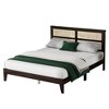 Dolonm Solid Rubber Wood Bed with Rattan Headboard, Underbed Storage & Support Feet - 2 of 4