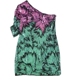 GUESS Womens Glow-In-The-Dark One Shoulder Mini Dress - 1 of 2