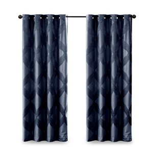 DSVIMOY Curtain Panels, Knitted Jacquard Total Blackout Curtain Panel for Living Room, Bedroom, Navy, 95"*50"*0.13" - 1 of 4