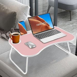 PAGED Portable Folding Table Modern Computer Desk with Phone Slot, Pencil Slot and Cup Holder, Bedside Office Desk for Kids and Adults - 1 of 4