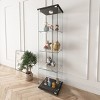 Glass Display Cabinet with Glass Doors & LED Lights, Glass Showcase with Shelves, Decorative Storage for Living Room – Cuddlewood - 3 of 4