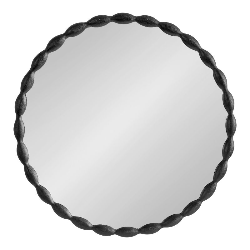 Kate &#38; Laurel All Things Decor 26&#34; Perlina Modern Scalloped Round Mirror Black, 4 of 9