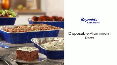 Reynolds Kitchens Bakeware Aluminum Pans with Lids, Blue, 8x8 inch, 3