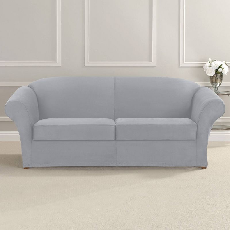 3pc Ultimate Stretch Suede Sofa Slipcovers - Sure Fit, 3 of 6