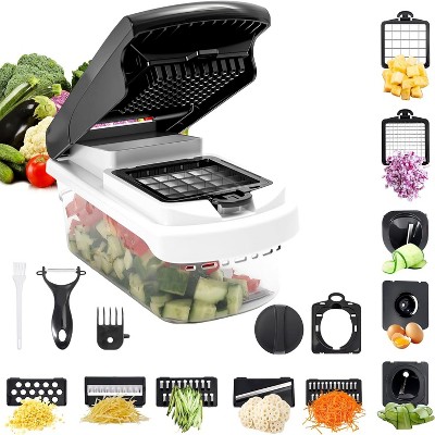 Attop 18-in-1 Kitchen Vegetable Chopper & Slicer – Multi-Blade Dicer with Container, Spiralizer & Cheese Grater