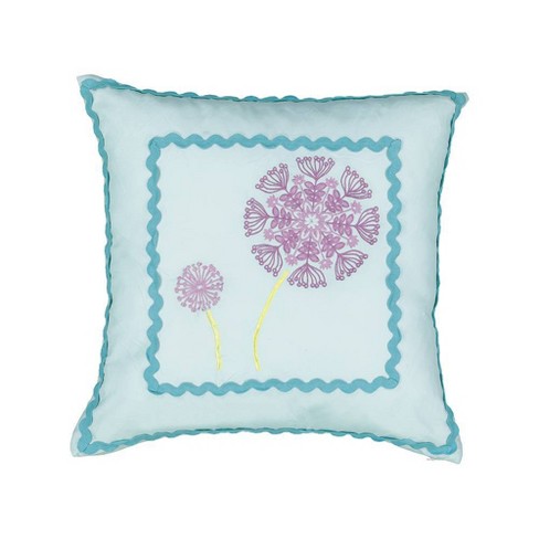 16 X16 Hoo Dreams Dandelion Embroidered Throw Pillow Blue