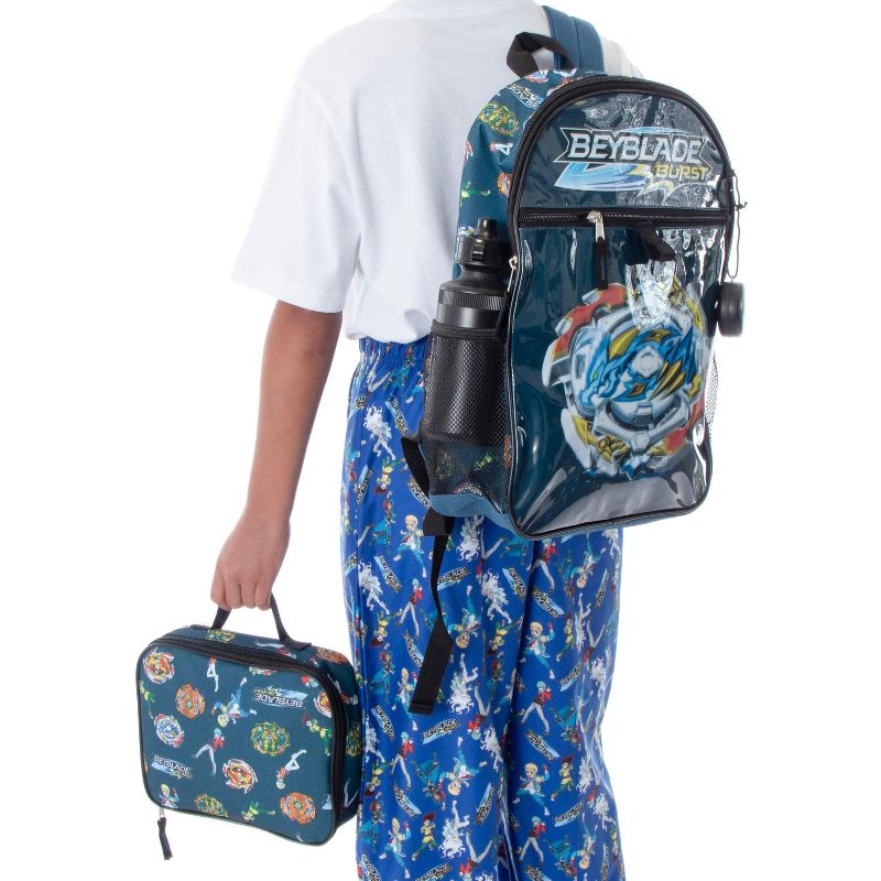 Beyblade Burst Spinner Tops Backpack Lunch Bag Water Bottle 5 PC Mega Set Blue, 3 of 9
