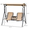CAVINAS 2-Seat Patio Porch Swing,Hammock Swing Bench with Adjustable Canopy&Pivot Storage Table,Swing for Garden&Backyard,518LBS Capacity,Beige - 4 of 4