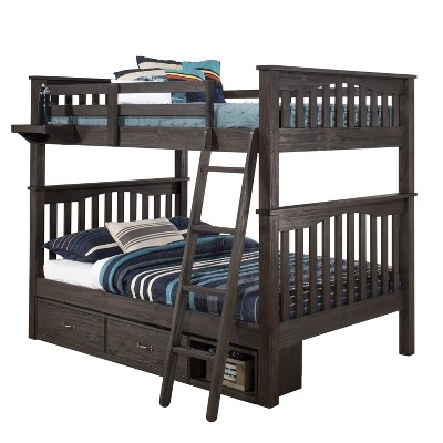 Full Highlands Harper Bunk Bed with 2 Storage Units and Nightstand Espresso - Hillsdale Furniture
