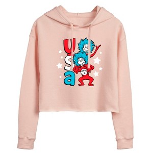 Women's - Dr. Seuss - USA Things Cropped Graphic Hoodie - 1 of 4