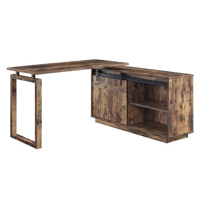 Bellarose L Shaped Writing Desk Rustic Oak - Acme Furniture