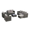 6 Piece Outdoor Wicker Rattan Patio Furniture Set All Weather Sectional Sofa Conversation Set with Glass Table Cushions and Pillows - 2 of 4