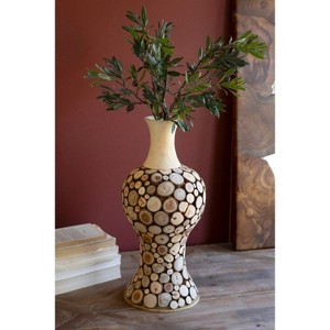 Decorative Large Spliced Wood Bulb Vase 20" Tall by Kalalou - 1 of 3