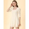 INSPIRE CHIC Women's Square Neck Lace Puff Sleeve Dress - 3 of 4