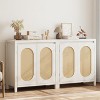 Rattan Storage Cabinet, Wooden Sideboard Buffet Cabinet with Doors and Shelves - 2 of 4