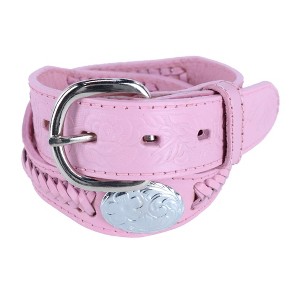 CTM Girls Rose Concho Leather Belt - 1 of 4