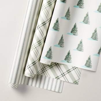 Holiday Time Green Diagonal Plaid Kraft Wrapping Paper, Christmas, Nat –  dealwake