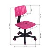 FurnitureR Kids Desk Chair Armless Cute Kids Office Chair, Plastic Low Back Rolling Home Office Chair with Cushion Seat Adjustable Swivel Chair, Pink - 2 of 4