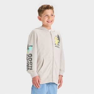 Boys' Pokemon Zip-Up Hooded Sweatshirt - Light Beige - 1 of 4