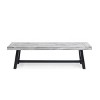 63" Industrial Style Acacia Wood Dining Bench with Slatted Seat and Weather-Resistant Frame for Outdoor Spaces -3irtyhousy - 3 of 4