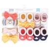 Hudson Baby Infant Girl Headband and Socks Giftset, Coral Stripe, One Size - 2 of 4