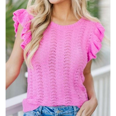 Women's Tatum Ruffled Knit Short Sleeve Top - Urban Daizy