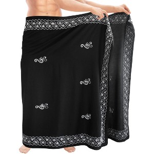 LA LEELA Men's Swimwear Cover Up Beachwear Sarongs Beach Hawaiian Pareo Summer One Size Kohl - 1 of 4