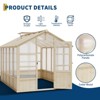8x10FT Wooden Greenhouse, Greenhouses for Outdoors with Lockable Door, Wood Frame & Adjustable Vent, Heavy Duty Greenhouse with Panel Light Brown - 2 of 4