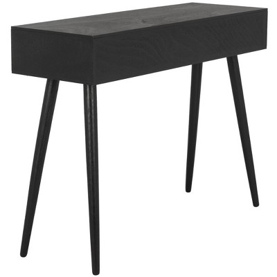 Transitional Black Rectangular Console Table with 3 Drawers