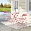 3-Piece Steel Bistro Set - 2 Weather-Resistant Folding Chairs & Table, Space-Saving for Patio/Balcony - 2 of 4