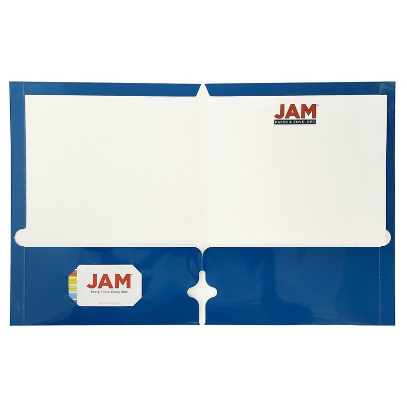 JAM 6pk 3 Hole Punch 2 Pocket Glossy Paper Folder - Blue, 3 of 6