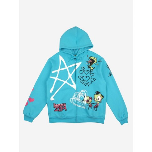 Invader Zim Gir Zim Long Sleeve Blue Zip up Hoodie xl Target