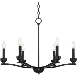 Franklin Iron Works Norwell Semi Gloss Black Chandelier 27 1/2" Wide Modern Industrial Candle 6-Light Fixture for Dining Room - 1 of 4
