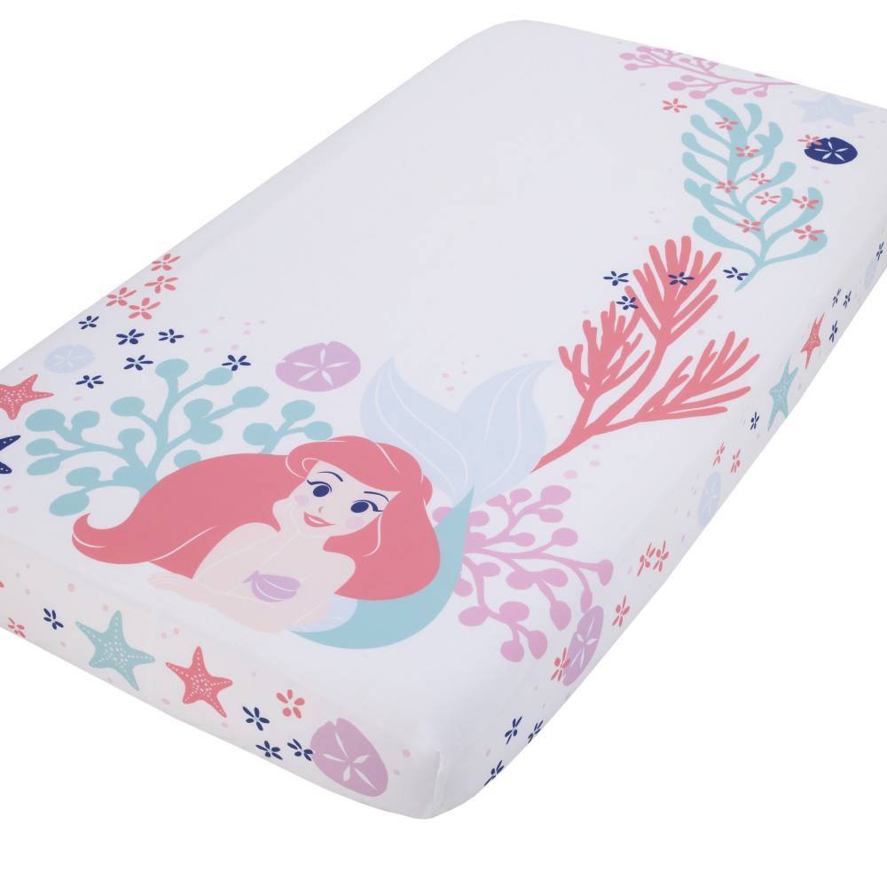Photos - Bed Linen Disney The Little Mermaid Ariel Photo Op Fitted Crib Sheet - Coral/Aqua/Wh