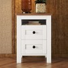 2-Drawer Farmhouse Wooden Nightstand with Well-proportioned Design and Sleek Lines, Wood Side Table with Storage Cabinet for Bedroom, White+Brown - 2 of 4