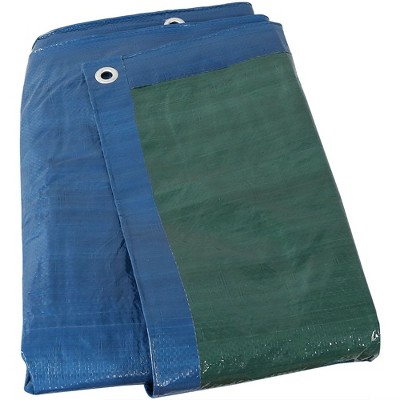 Sunnydaze Outdoor Heavy-Duty Multi-Purpose Plastic Reversible Protective Tarp Cover - 16' x 20' - Blue and Green